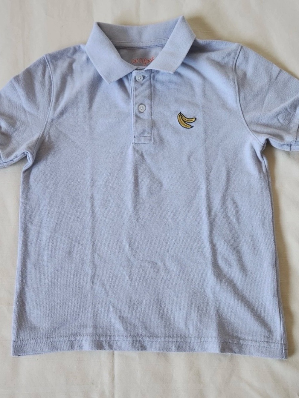 Cat & Jack Toddler Boys Gray Short Sleeve Polo Shirt with Banana Embroidery Sz 5